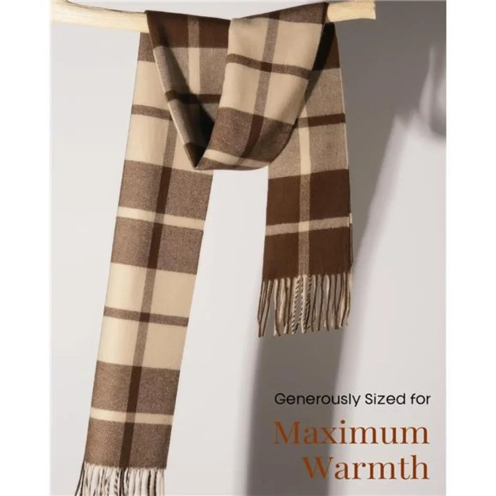Men's Winter Scarf Long Soft Warm Scarves Plaid Tassel Scarf